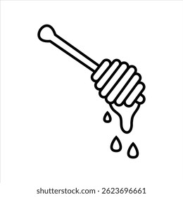 icon line Honey dipper with dripping honey.