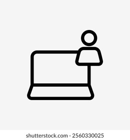 Icon Line Laptop and user. Technology and system concept, Outline style.