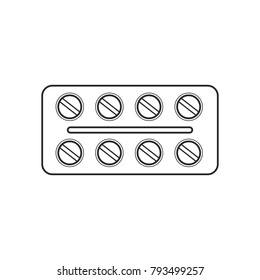 Icon line medical packaging of tablets