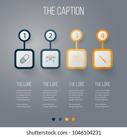 Icon line medicine set of stretcher, laboratory, capsule and other vector objects. Also includes injection, stretcher, syringe elements.