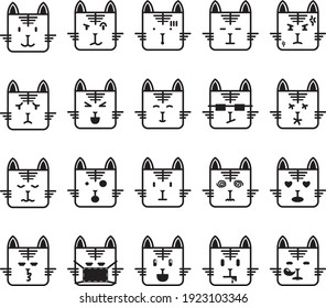icon line mood cute cat illustrator vector