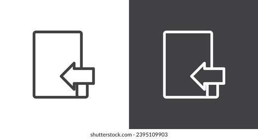 Línea de iconos para desplazarse al vector de carpetas, Icono de carpeta en el estilo de línea de moda aislado en el fondo negro y blanco
