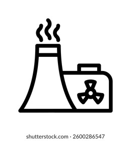 Icon Line nuclear reactor power plant industry. Renewable energy, ecology and energy alternative. Outline icon concept