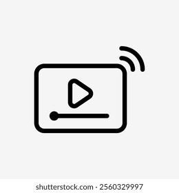 Icon Line online streaming video with wifi connectivity. Technology and system concept, Outline style.