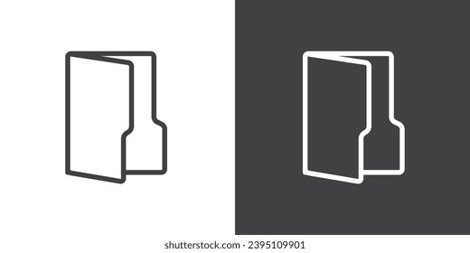 Línea de iconos del vector de carpetas abiertas, Icono de carpeta en estilo de línea de moda aislado en fondo blanco y negro.