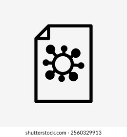 Icon Line Paper file document with virus. Technology and system concept, Outline style.
