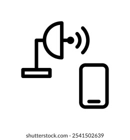 Icon Line phone connecting satellite. Outline style.