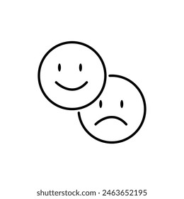 Icon-Linie positiv und negativ, schlecht und glücklich. Icon Illustration