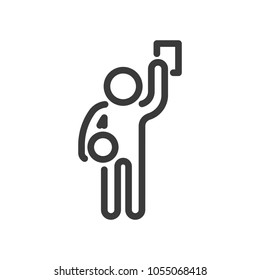 Icon line referee with card and ball