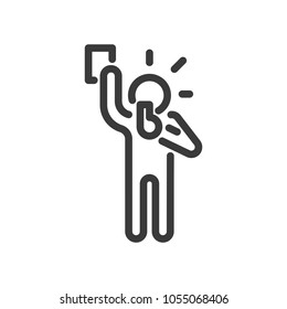 Icon line referee with card and whistle