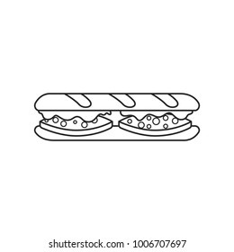 Icon line sandwich with salami and fresh vegetables