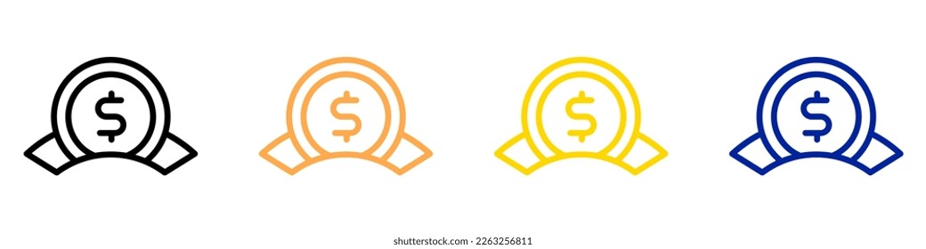línea de iconos que ahorra dinero, mano, dinero de ahorro. ilustración vectorial