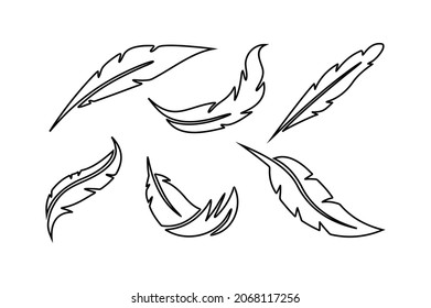  icon line set bird black feathers,Vector set of feather chicken.
