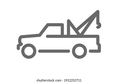 Icon, Line Silhouette Of Wrecker, Tow Car Outline