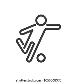 Icon line soccer player with ball
