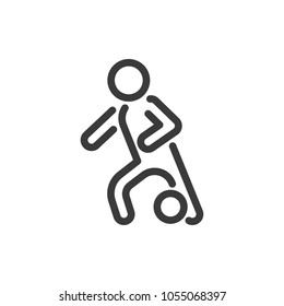 Icon line soccer player with ball