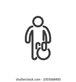 Icon line soccer player with ball
