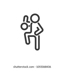 Icon line soccer player playing with ball