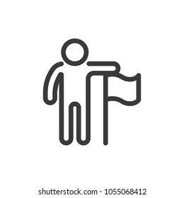 Icon line soccer referee with corner flag