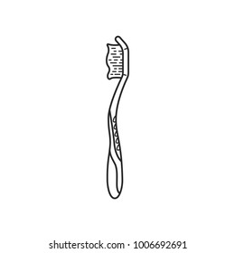 Icon line toothbrush isolated on white