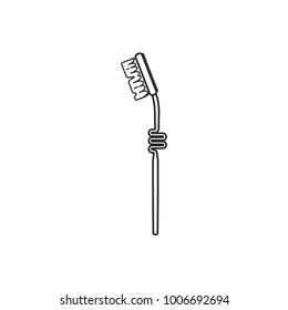Icon line toothbrush isolated on white