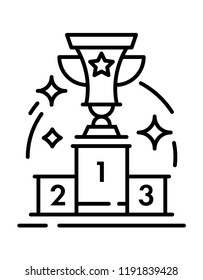 icon line trophy cup on the podium