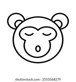 Icon line vector. The Monkey Head icon represents cleverness, agility, and joy, symbolizing good fortune and playful energy for the Chinese New Year.