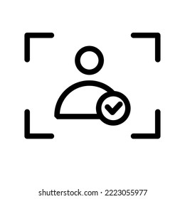 línea de icono verificada, verificación, tarjeta de identificación, verificación de usuario, verificación humana, verificación de contraseña. color editable, estilo de icono de contorno.
