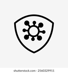 Icon Line Virus protection shield. Technology and system concept, Outline style.