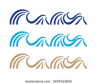 icon of line wave, simple doodle wave,  Travel by Sea concept. Ocean, sea waves vector illustration simple flat lines, Water logo, ocean line symbol ,water lake river logo Abstract water sign
