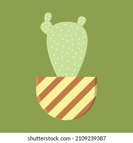 Icon with linear colorful cactus. Linear vector illustration with exotic cactus. Succulent outline logo. Decorative flowering plant in a pot. 