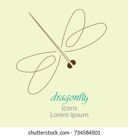 Icon. Linear dragonfly sign
