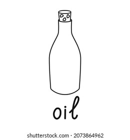 Icon is a linear jar of body oil with text. Contour symbol for cosmetics, website design. Vector isolated illustration.