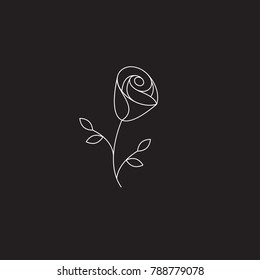 Icon linear rose. Abstract line element logo flower delivery. Vector illustration