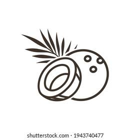 Icono de estilo lineal - leche de coco - bebida vegana saludable. Signo de logotipo.