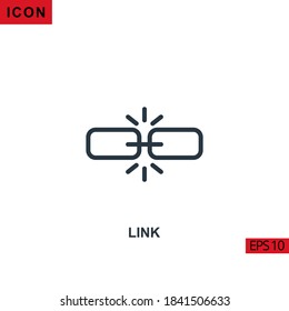 Icon Link mit Kette. Umriss-, Linien- oder Linear-Vektorsymbol-Zeichensammlung für mobiles Konzept und Web-Apps-Design.