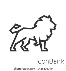 Icon Lion in black and white Illustration.