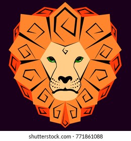 Icon of a lion with a dizzying mane, vector