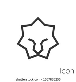 Icon lion face in black and white Illustration.