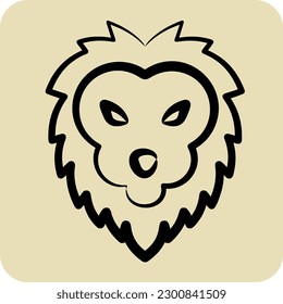 Icon Lion. related to Animal Head symbol. hand drawn style. simple design editable. simple illustration. cute. education