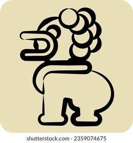 Icon Lion Statues. related to Cambodia symbol. hand drawn style. simple design editable. simple illustration