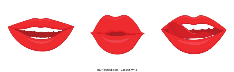  Icon of the lips. Vector illustration. Handmade illustration, not AI