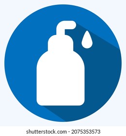 Icon Liquid Soap - Long Shadow Style - Simple illustration, Editable stroke, Design template vector, Good for prints, posters, advertisements, announcements, info graphics, etc.