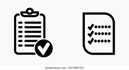 Lista de iconos. Catálogo de etiquetas o control. Bil o calendario. Docket. Nomenclatura, rollo de abalorios. Icono del vector.
