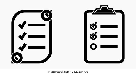 Lista de iconos. Catálogo de etiquetas o control. Bil o calendario. Docket. Nomenclatura, rollo de abalorios. Icono del vector.

