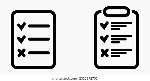 Lista de iconos. Catálogo de etiquetas o control. Bil o calendario. Docket. Nomenclatura, rollo de abalorios. Icono del vector.
