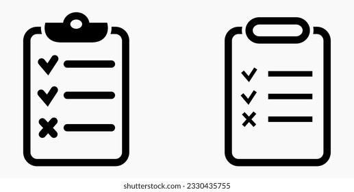 Lista de iconos. Catálogo de etiquetas o control. Bil o calendario. Docket. Nomenclatura, rollo de abalorios. Icono del vector.
