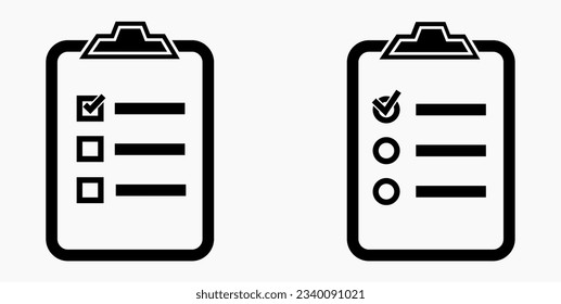 Lista de iconos. Catálogo de etiquetas o control. Bil o calendario. Docket. Nomenclatura, rollo de abalorios. Icono del vector.

