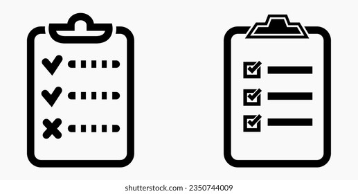 Lista de iconos. Catálogo de etiquetas o control. Bil o calendario. Docket. Nomenclatura, rollo de abalorios. Icono del vector.
