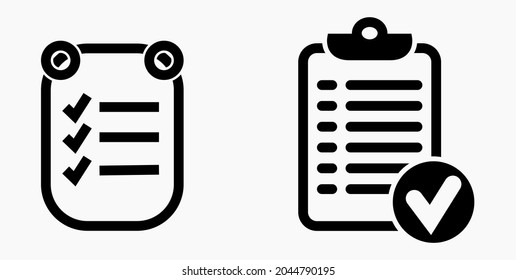 Lista de iconos, lista, lista, registro, lista, catálogo, control, bil, calendario, lista, nomenclatura, nómina, rollo, marca, catálogo. Icono del vector.